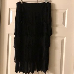 Joseph Ribkoff black fringed skirt
